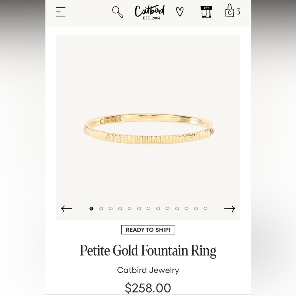 Catbird 14k gold Petite Fountain Ring